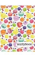 Sketchbook: Colorful Fruit & Macaroons Fun Framed Drawing Paper Notebook