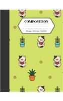 Composition: Book - Wide Ruled - Cute Notebook with Cats Love Reading - Journal for Students / Teachers - 7.44 x 9.69