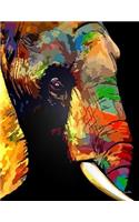 Notebook: Colorful Elephant Abstract 8.5 X 11 202 Lined Pages