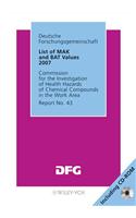 List of MAK and BAT Values: Maximum Concentrations and Biological Tolerance Values at the Workplace(Report 43 MAK & BAT Values)