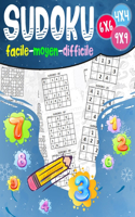 Sudoku facile-moyen-difficile: 270 grilles 4x4,6x6 et 9x9 niveau facile, moyen et difficile, avec instructions et solutions, Pour garçons et filles