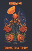 Halloween Coloring Book for Kids: Halloween Theme Coloring Book Filled with 30 Pages of Spooky and Funny characters Monster, Graveyard, Witch, Pumpkin, Rabbit, Skull and many More.