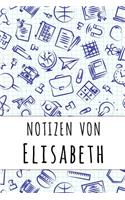 Notizen von Elisabeth: Kariertes Notizbuch mit 5x5 Karomuster für deinen personalisierten Vornamen