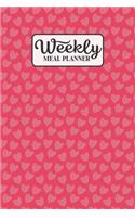 Weekly Meal Planner: Meal Planning Journal Notebook with Grocery Shopping List for the Week - Hot Pink Hearts