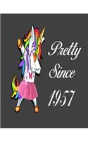 Pretty Since 1957: Dabbing Unicorn Girl Woman Undated Journal 7.44" x 9.69" 173 Pages Notebook