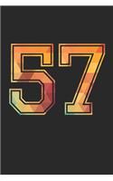Blank Lined Journal, Notebook, Diary, Planner - 57 Lucky Number Sports Team No. 57 Age Year 1957 - 57th Birthday Gift For 57 Years Old Men and Women