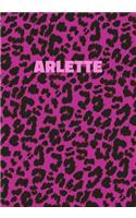 Arlette: Personalized Pink Leopard Print Notebook (Animal Skin Pattern). College Ruled (Lined) Journal for Notes, Diary, Journaling. Wild Cat Theme Design wi