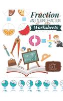 Fraction and Adding Fraction Worksheets: Elementary fraction worksheets for 1st Grade, Fun and Easy Fractions and Adding fractions for Grade 1 ( Ages 6-8 ).