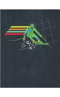 Skiing Blank Notebook: Green Retro Skiing notebook, Blank Ski Notebook, Retro Ski Journal, Blank Skiing Book, Gift for Skiiers, Retro Print Ski Book, Sports Composition Bl