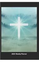 Plan On It 2020 Weekly Calendar Planner - Through Us He Shines - Christian Religious Cross