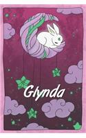 Glynda: personalized notebook sleeping bunny on the moon with stars softcover 120 pages blank useful as notebook, dream diary, scrapbook, journal or gift id