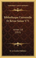 Bibliotheque Universelle Et Revue Suisse V71