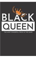 Black Queen The Most Powerful Piece in the Game: Black Girl Diva Running and Jogging Log Book Notebook 6x9 Inches 100 Pages Monthly Calendar Planner, Race Record, Melanin Girl, Black Afro Queen