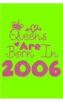 Queens Are Born In 2006 Notebook: Lined Notebook/Journal Gift 120 Pages, 6x9 Soft Cover, Matte Finish, UFO Green Cover