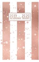 2019 - 2020 Academic Diary: Mid Year Weekly Student Planner - Horizontal Week to View with Notes - Rose Gold Stripes