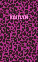 Kaitlyn: Personalized Pink Leopard Print Notebook (Animal Skin Pattern). College Ruled (Lined) Journal for Notes, Diary, Journaling. Wild Cat Theme Design wi