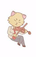 Violin Music Cat Notebook: Graph Paper Journal 6x9 - 120 Pages