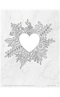 Marble Blooming Heart Bullet Journal with Floral Margins for Adult Coloring