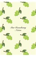 Star Gooseberry Notes: 6"x9" Unruled Blank Notebook Watercolor Texture Design Tropical Organic Fruit Pattern Cover. Matte Softcover Note Book Journal