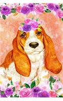 Bullet Journal Notebook for Dog Lovers Basset Hound in Flowers 5