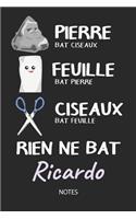 Rien ne bat Ricardo - Notes: Noms Personnalisé Carnet de notes / Journal pour les garçons et les hommes. Kawaii Pierre Feuille Ciseaux jeu de mots. Fournitures scolaires, premie