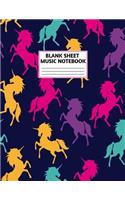 Blank Sheet Music Notebook: Cute Unicorn Matte Cover Design with 110 Pages White Paper Interior for Musician Students and Professionals Playing Piano, Ukelele, Mandolin and Oth