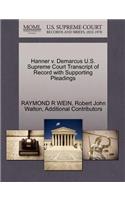 Hanner V. Demarcus U.S. Supreme Court Transcript of Record with Supporting Pleadings