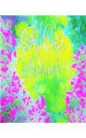 Self Care Journal: Featuring Vivid Yellow and Pink Abstract Garden Foliage Original Digital Oil Painting Cover Artwork