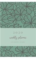 2020 Weekly Planner And Monthly Calendar: Elegant Floral Weekly & Monthly Calendar 2020 With Extra Space For Notes - Green Gray - 136 pages 6x9