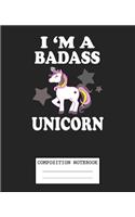 Composition Notebook: Funny Unicorn Soft Glossy Cover Unicorns Kids Wide Ruled Blank Lined Journal Paper 7.5 x 9.25 Inches 110 Pages