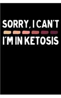 Sorry I Can't I'm In Ketosis: College Ruled Lined Writing Notebook Journal, 6x9, 120 Pages