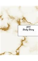 2019 Daily Diary: White & Brown Marble Cover January 19