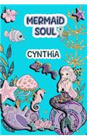 Mermaid Soul Cynthia: Wide Ruled Composition Book Diary Lined Journal