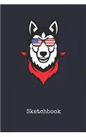 Sketchbook: Siberian Husky United States Blank Writing Journal Patriotic Stars & Stripes Red White & Blue Cover Daily Diaries for Journalists & Writers Note Tak