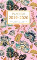 Planner 2019-2020 Academic Year: 5x8 Weekly and Monthly Organizer Small from July 2019 to June 2020 Indian Stylish Flower Design Pink