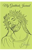 Jesus My Gratitude Journal: Notebook in lime green with 100 pages of dot grid with Jesus Image on each page -- Bible Study Christian Service notebook