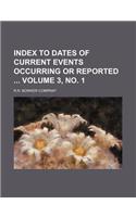 Index to Dates of Current Events Occurring or Reported Volume 3, No. 1: (English)