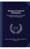 Shakspere Society Of Philadelphia