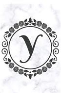Y: Cute Floral Initial Monogram College Ruled Notebook - Pretty Personalized Lined Journal & Diary for Writing Notes for Students for Girls & Women - L