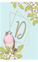 D: Personalized Initial Journal Bird Design Notebook for Women and Girls with Monogram