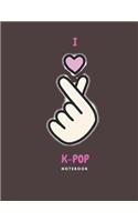 I Love K-Pop Finger Heart Sign Notebook: Back to School Wide Ruled Composition Journal for Grade School Girls