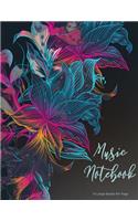 Music Notebook: Musical, Multicolor, Floral Design, Floral Watercolor, Music Book, Blank Sheet Music Staff Manuscript Paper, 10 Large Staves Per Page, 8.5 x 11 inch