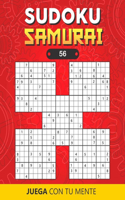 Sudoku Samurai 56: Collection de 100 Sudokus Samouraï pour Adultes - Facile et Difficile - Idéal pour augmenter la mémoire et la logique - 1 Grille par page - Avec sol