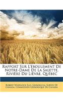 Rapport Sur L'éboulement De Notre-Dame De La Salette, Rivière Du Lièvre, Québec