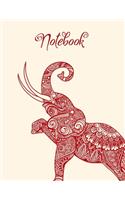 Notebook: Elephant Notebook Cover with 120 Pages -Crimson and Cream Design-Classic Wide-Ruled-Perfect for Notes, Lists, Journaling, Gift for Elephant Lover