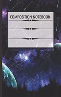 Composition NoteBook: Shooting Stars Galaxy - Wide Ruled Paper Notebook - Blank Lined Writing Journal - Primary School, College Students Teens Kids - Teachers Notes Plann