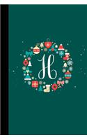 H: Initial Holiday Wreath Snowflakes Christmas Journal 6x9 150 lined pages