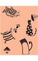 Notebook: cute cat on crimson cover and Dot Graph Line Sketch pages, Extra large (8.5 x 11) inches, 110 pages, White paper, Sketch, Notebook journal(1 Notebook)
