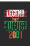 Legend Since August 2001: Graph Ruled Notebook - Journal 18th Birthday for Woman and Men