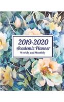 2019-2020 Academic Planner Weekly and Monthly Blue Floral Design